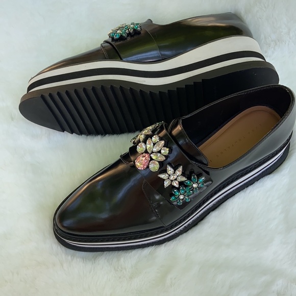New Zara Trafaluc Bejeweled Platform black Shoes - Picture 13 of 14